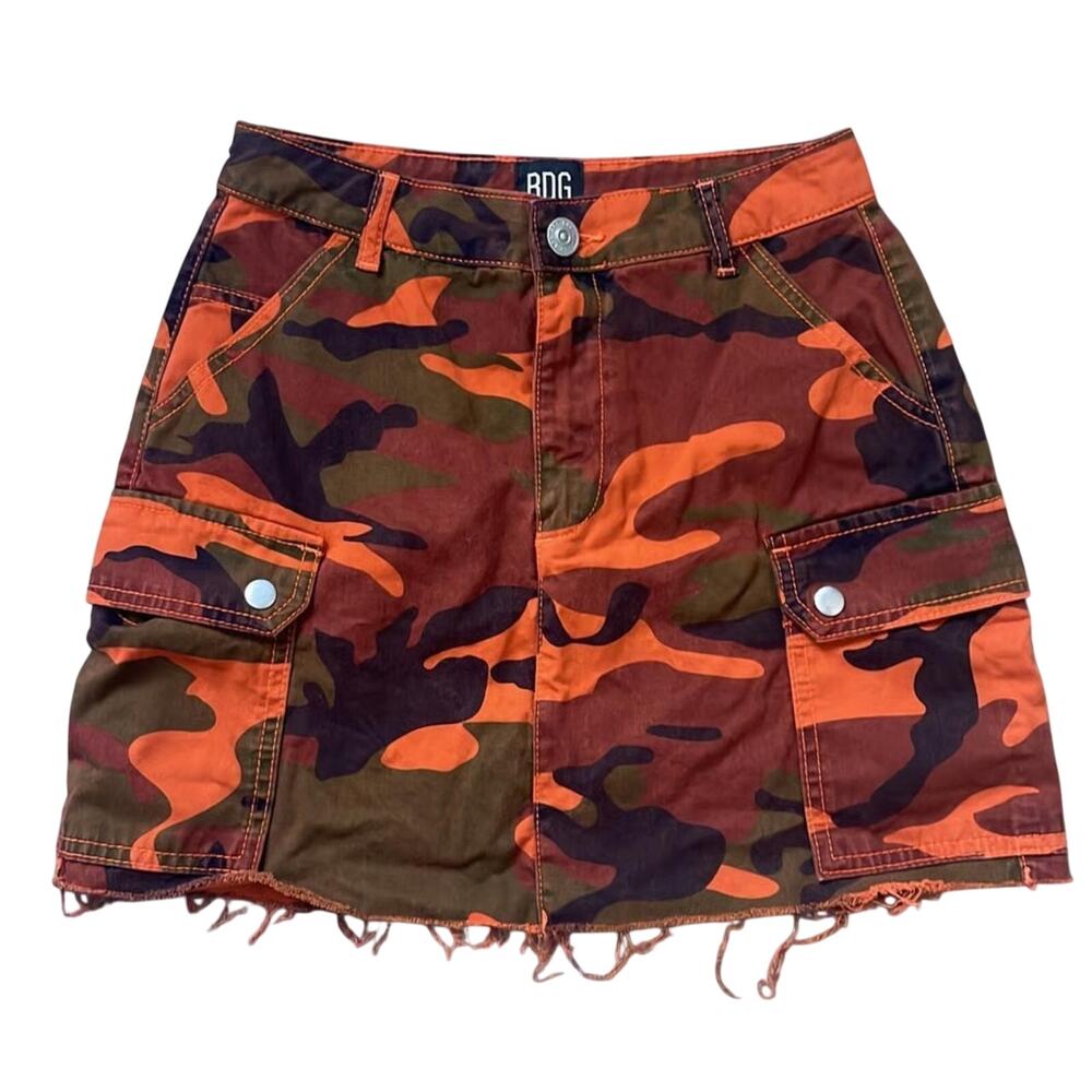 Urban Outfitters Orange & Olive Camo Mini Skirt